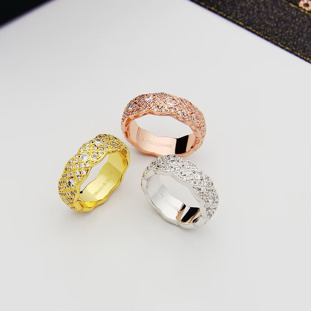 Pave Lattice Wide Band Ring