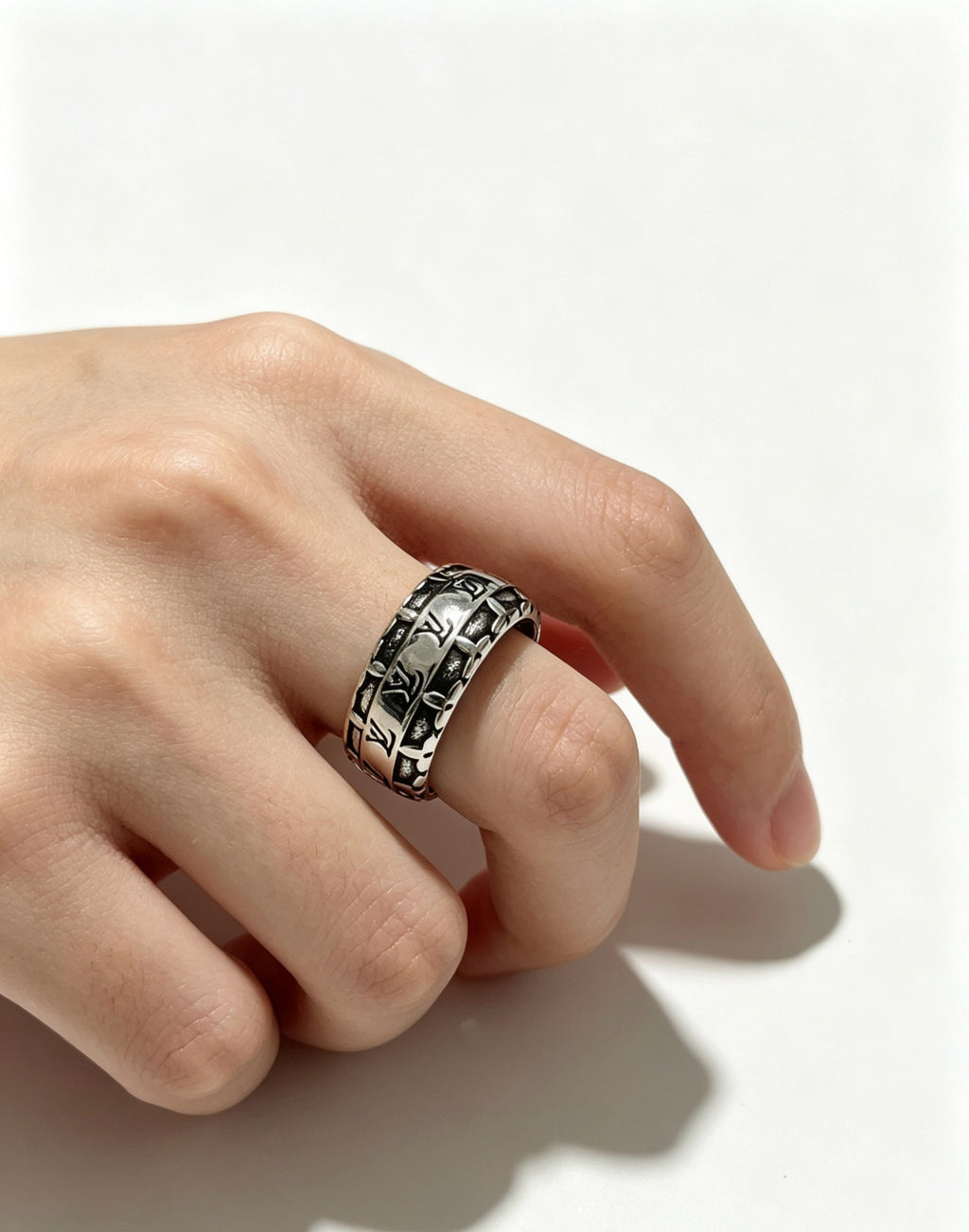 Wide Openwork Monogram Ring - Sizes 6–11