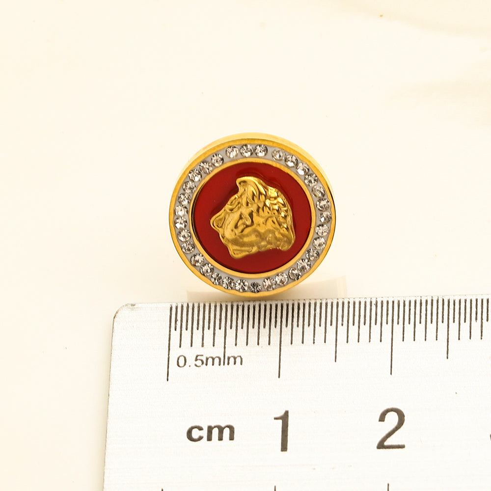 304 Stainless Steel Color-Inlay Medallion Stud Earrings