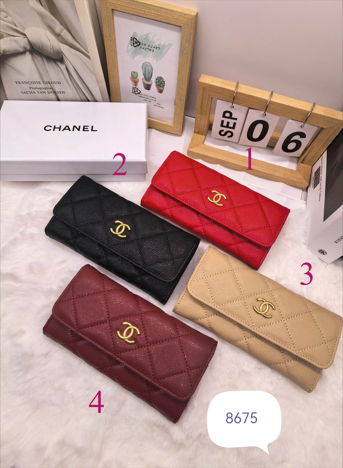 Diamond Quilted Long Flap Wallet 022