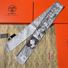 Foulard long imprimé panneaux illustrés - 5 x 120 cm