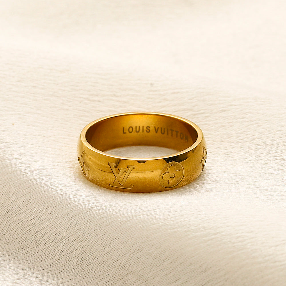 304 Stainless Steel Engraved Wide Band Ring