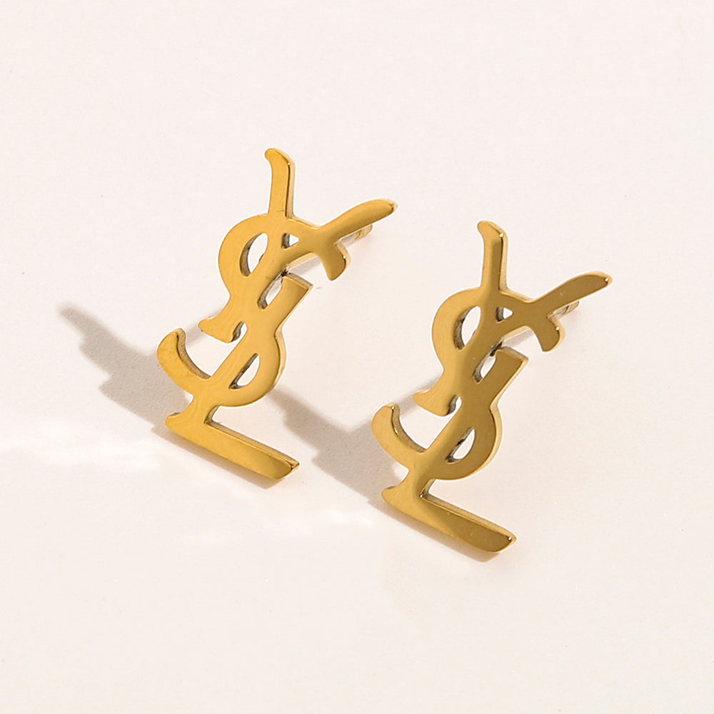 304 Stainless Steel Sideways Monogram Earrings, Bracelet & Necklace Collection