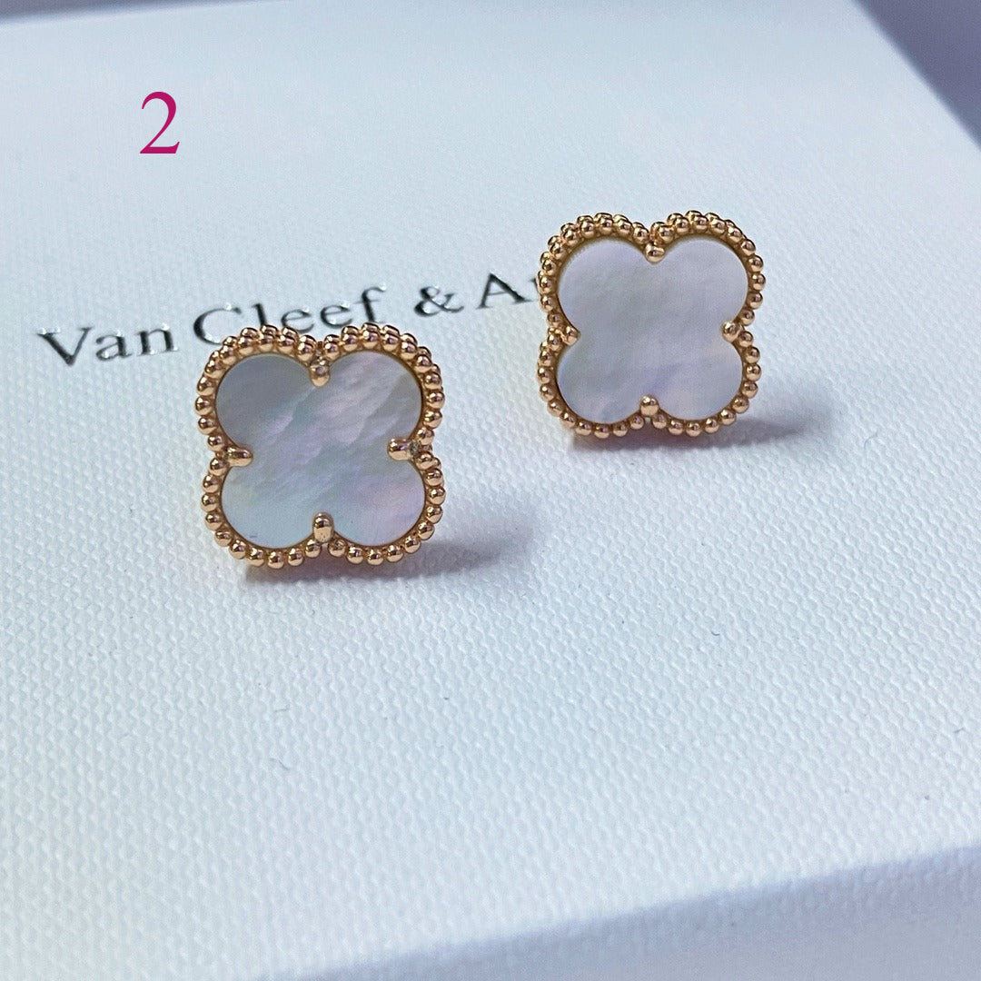 Beaded-Edge Quatrefoil Stud Earrings