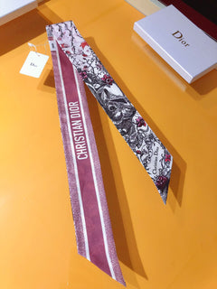 Scenic Print & Lettering Ribbon Scarf - 5 x 120 cm