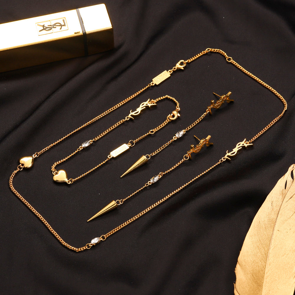 304 Stainless Steel Spike Motif Earrings, Bracelet & Necklace Collection