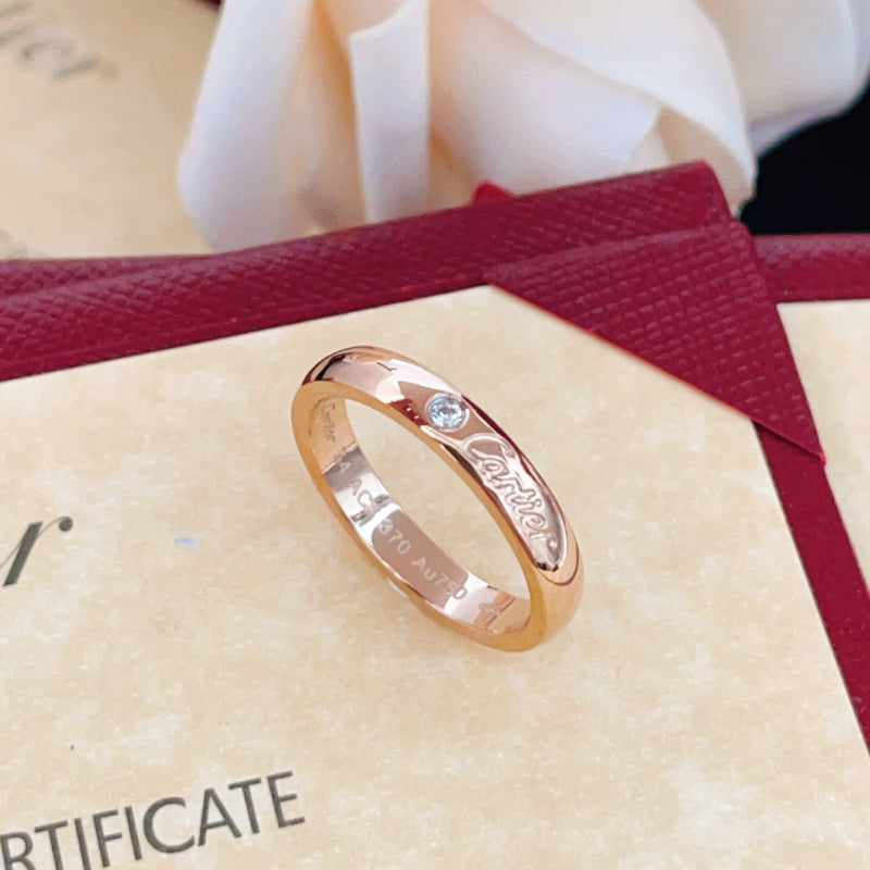 Rose-Gold-Tone Script Band Ring with Stone Accent
