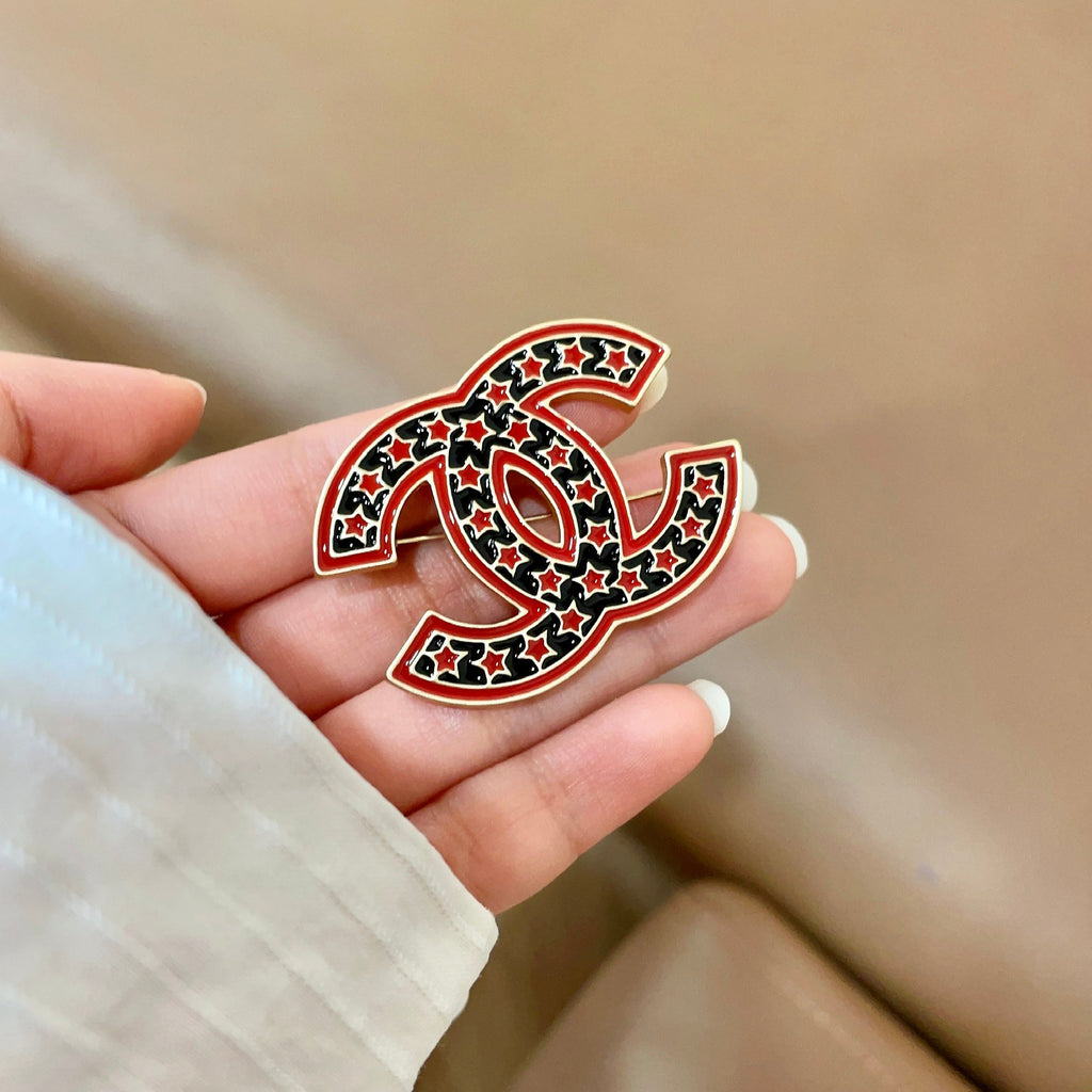 Red Outline Emblem Brooch