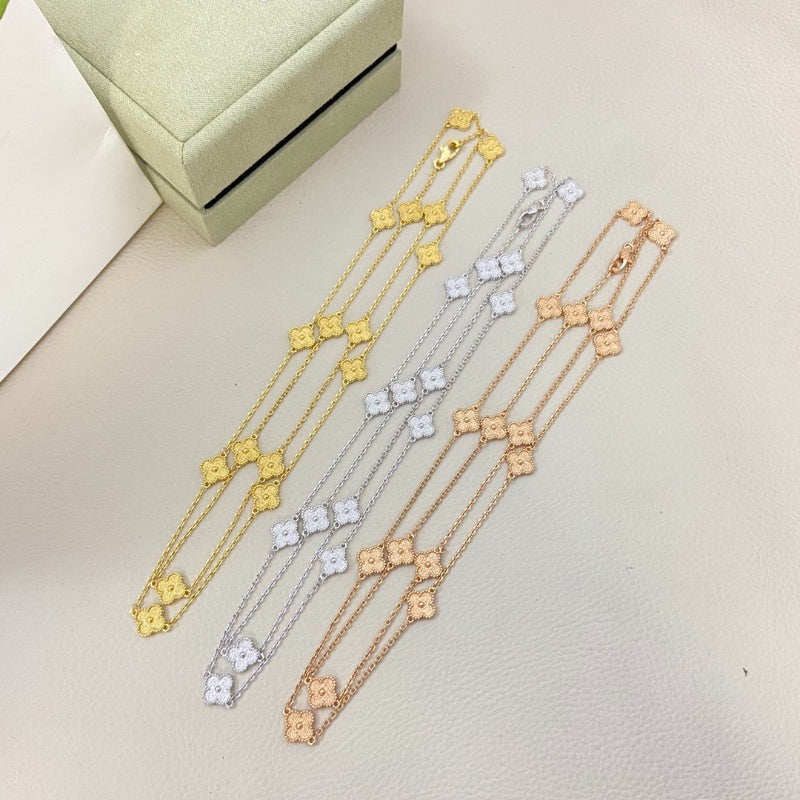 Paperclip & Floral Station Necklace