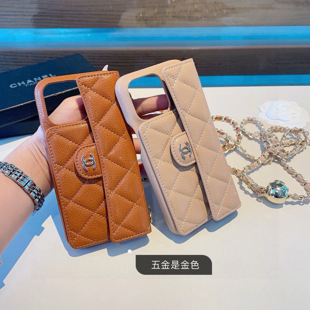 Geometric Quilted Phone Case with Chain Strap