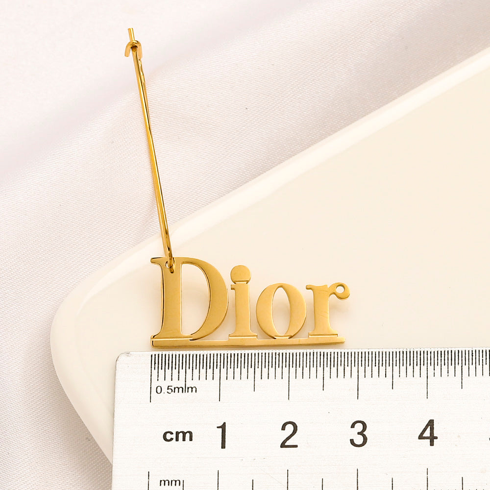304 Stainless Steel Long Letter Drop Earrings