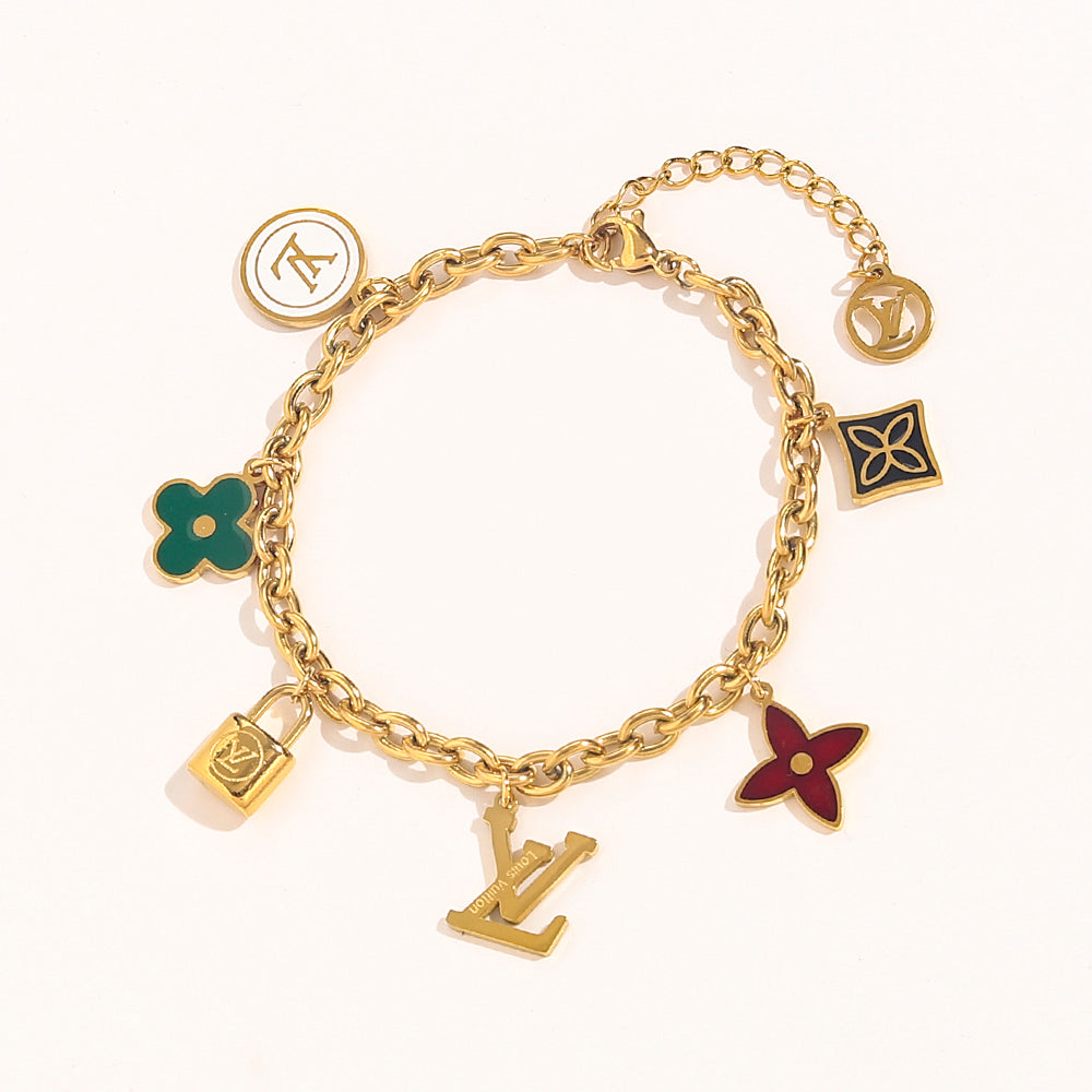 304 Stainless Steel Colorful Floral Charm Bracelet & Necklace - Individual or Set