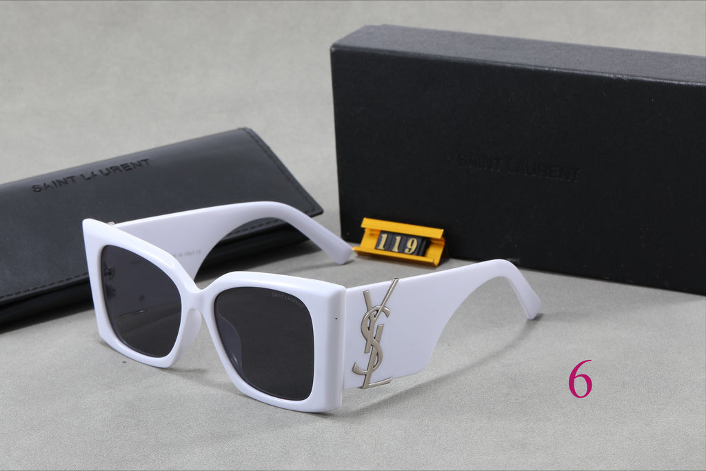 Gafas de sol cuadradas estilo ojo de gato con patillas con monograma
