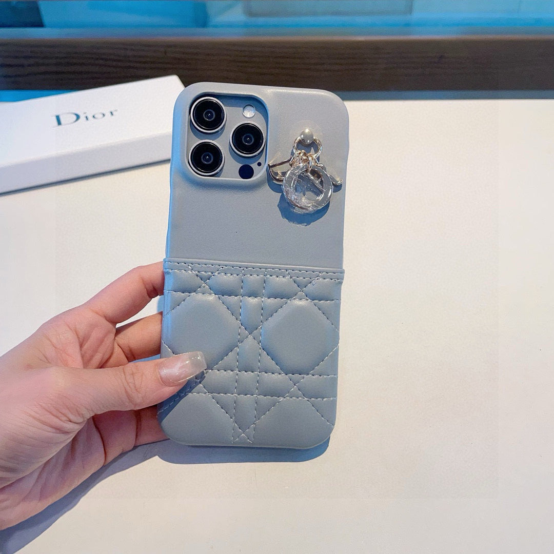 Quilted Phone Case with Letter Charm