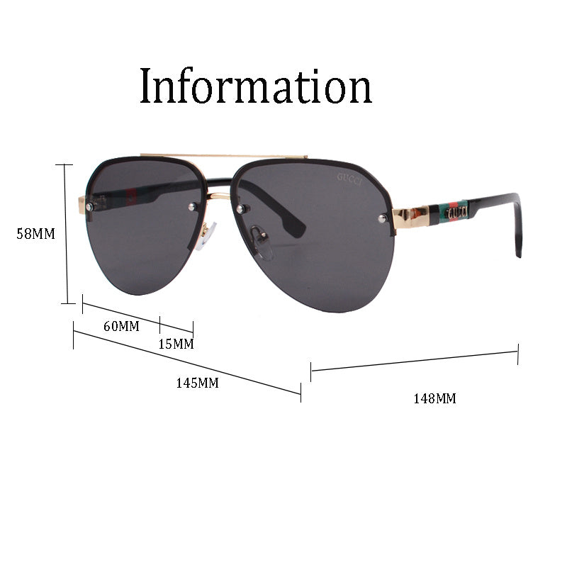 Gafas de sol redondas sin montura con puente metálico ancho