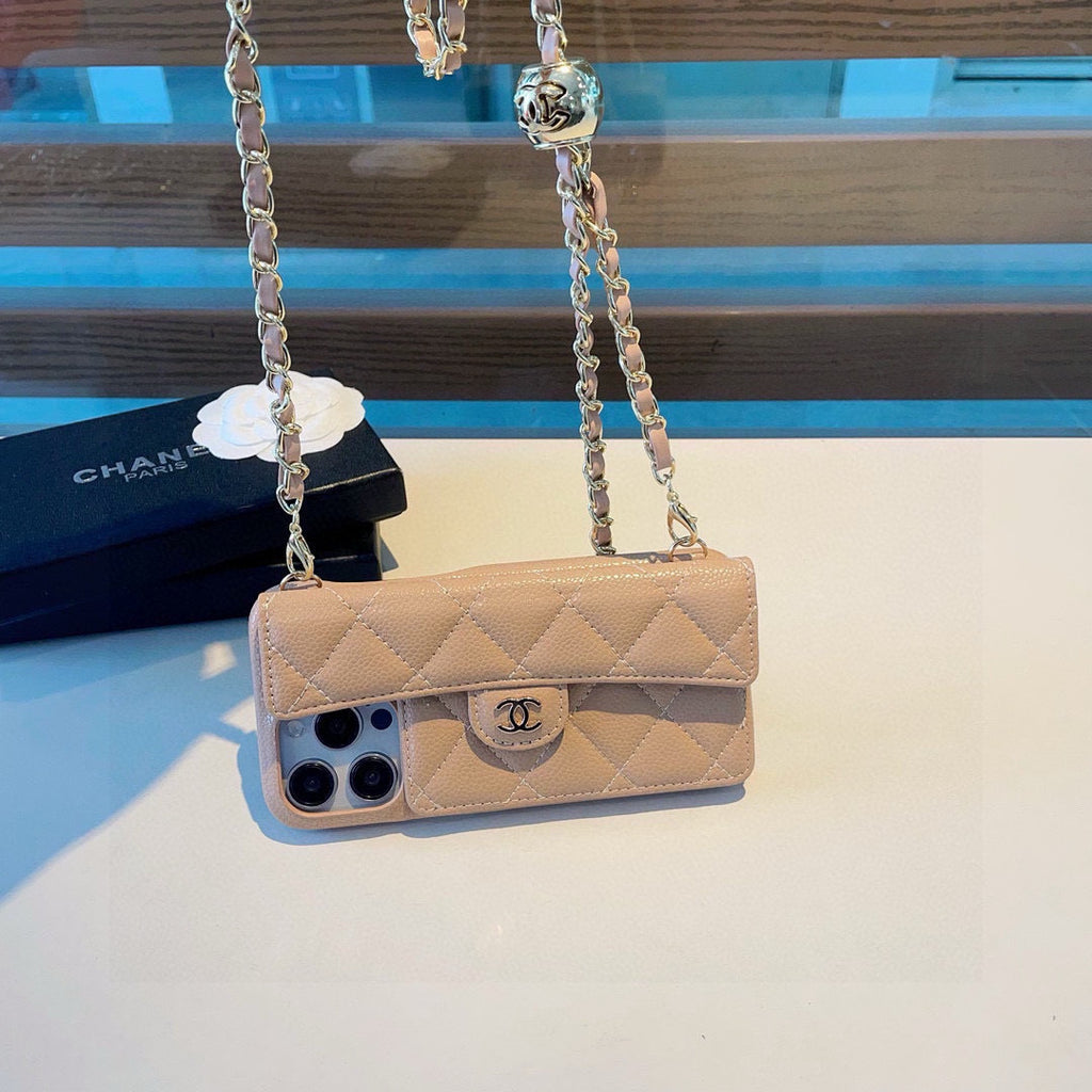 Geometric Quilted Phone Case with Chain Strap