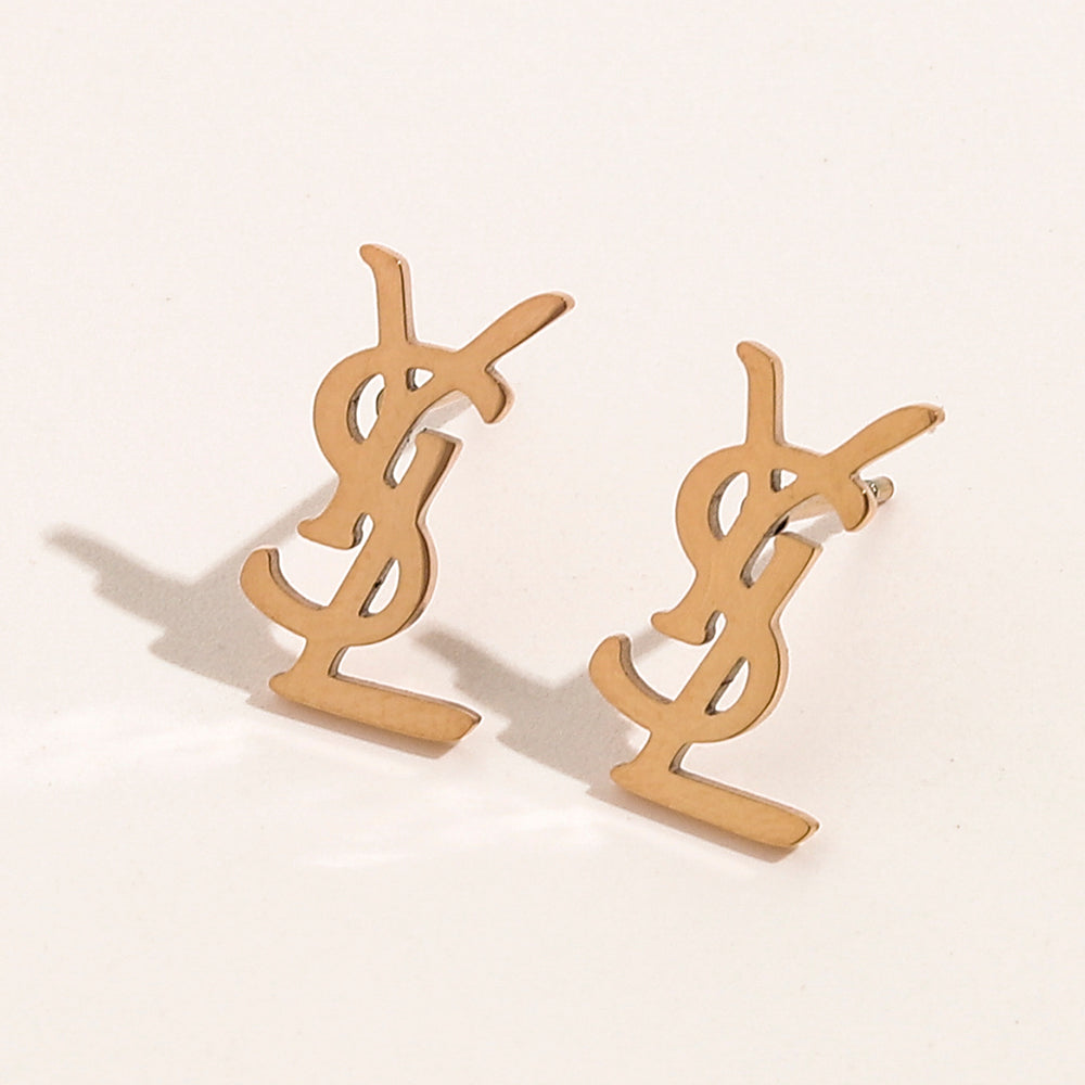 304 Stainless Steel Sideways Monogram Earrings, Bracelet & Necklace Collection