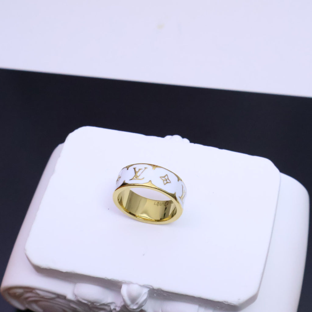 Black & White Monogram Band Ring - Sizes 6–11