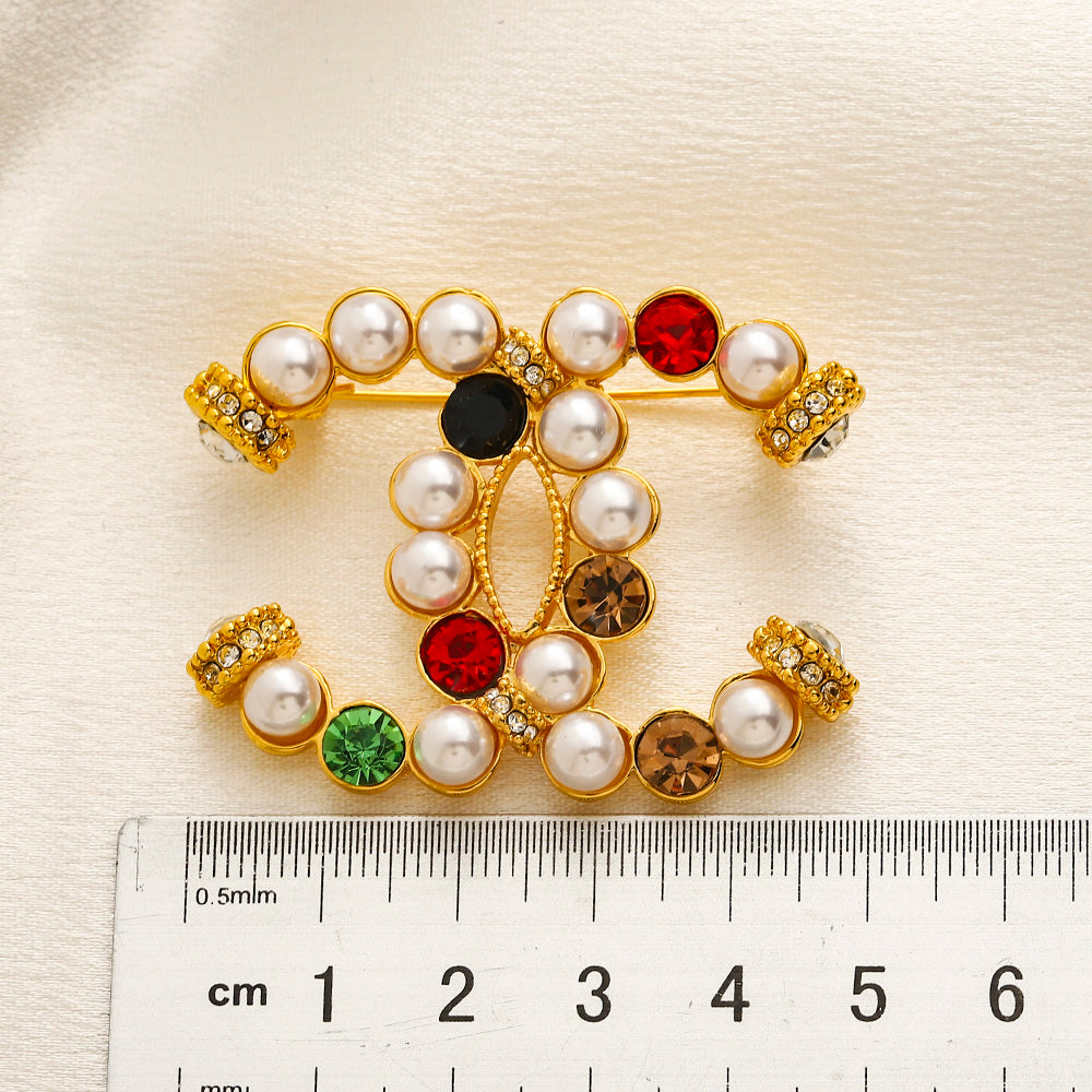 Alloy Steel Bead & Color Accent Emblem Brooch