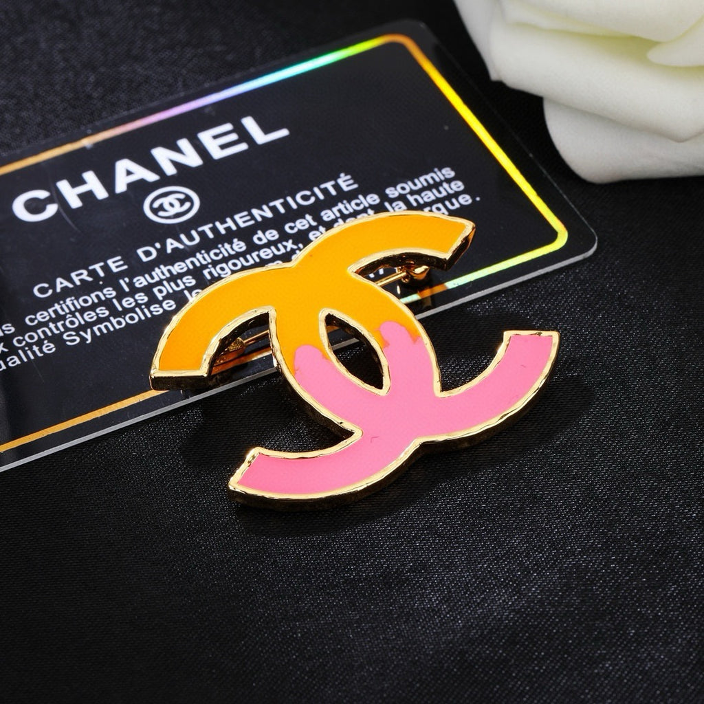Two-Tone Color-Inlay Emblem Brooch