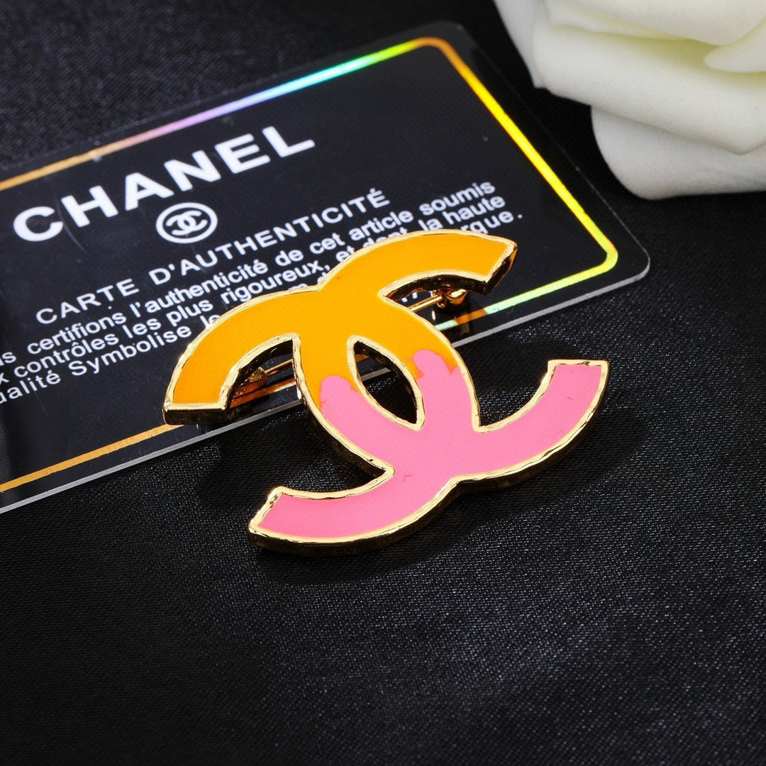 Two-Tone Color-Inlay Emblem Brooch