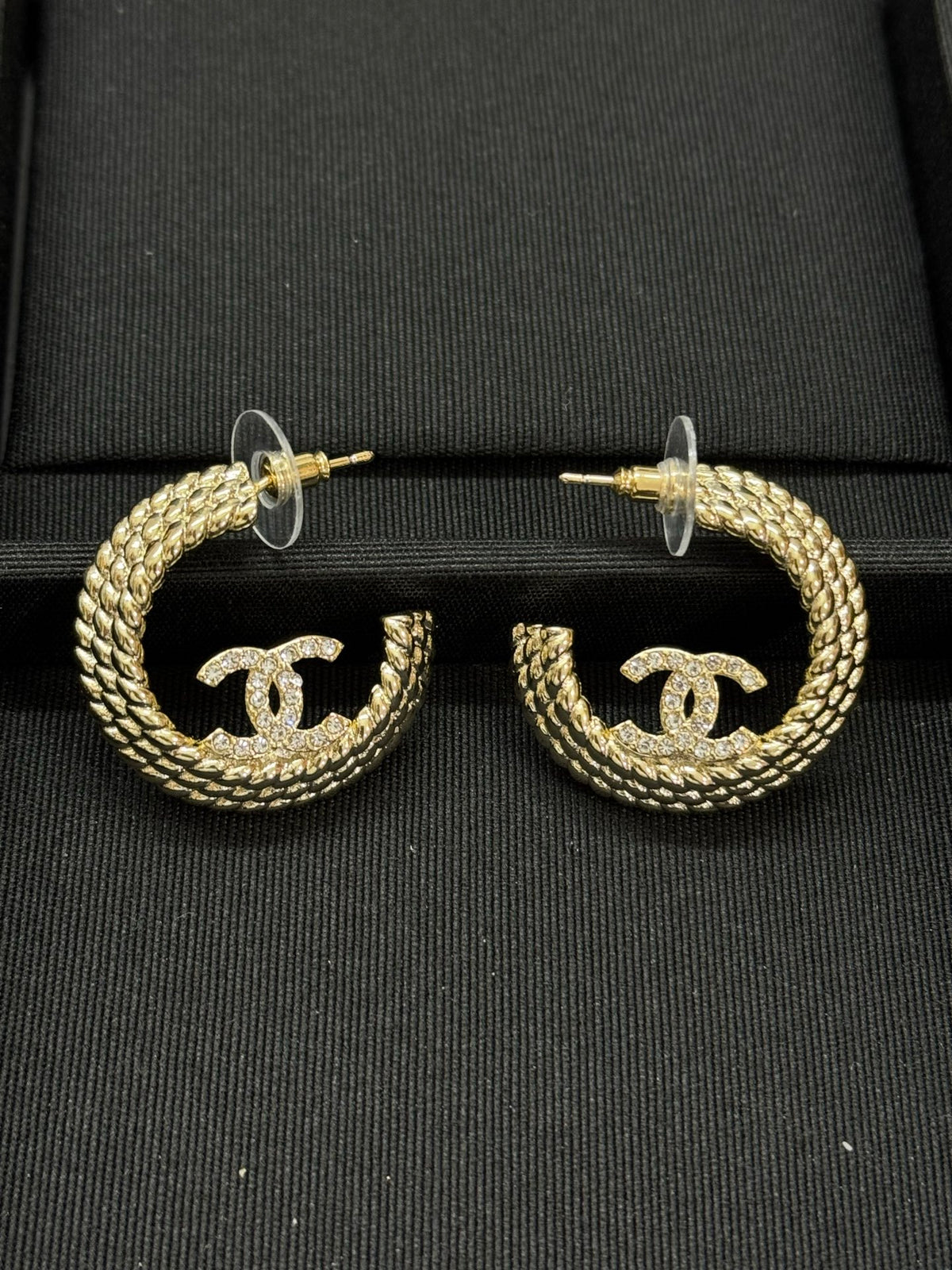 Triple-Row Beaded Hoop Earrings