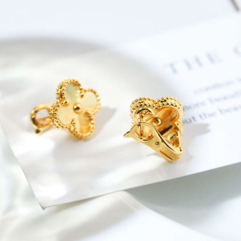 Fluted Four-Petal Flower Stud Earrings