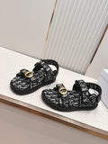Double-Strap Platform Sandals with Ankle Strap