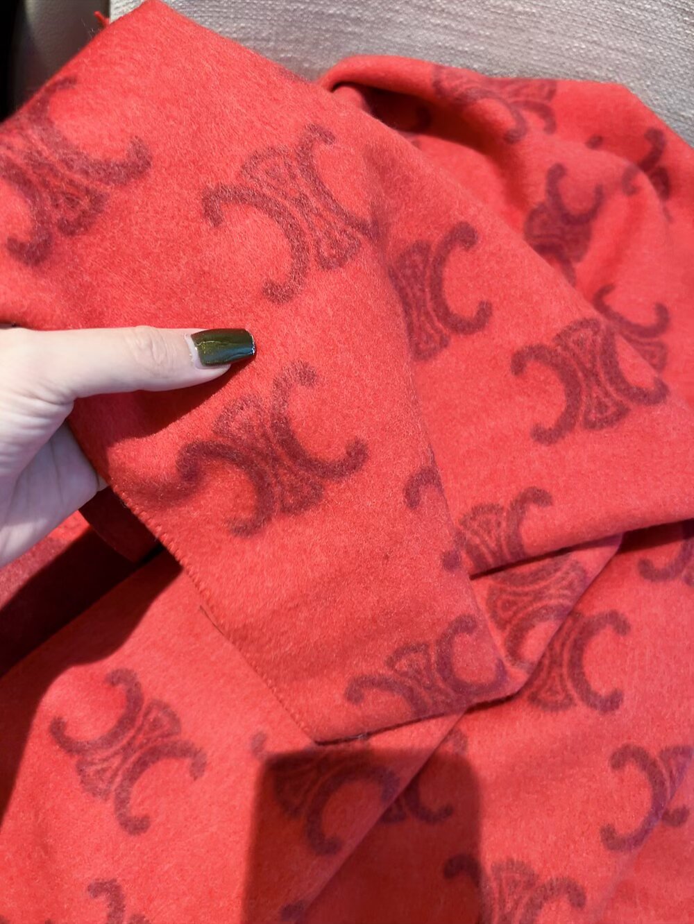 Repeating Motif Scarf with Fringed Ends