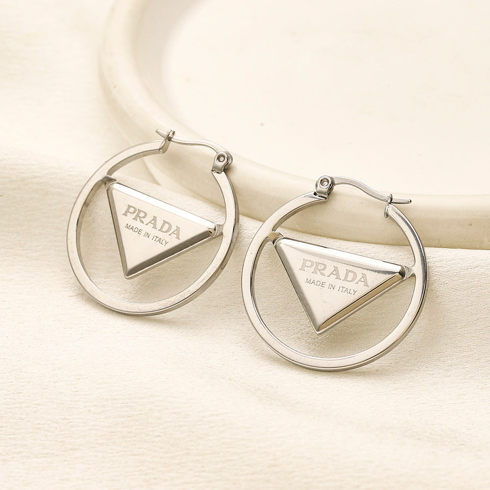 Pendientes de aro con marco triangular de acero inoxidable 304