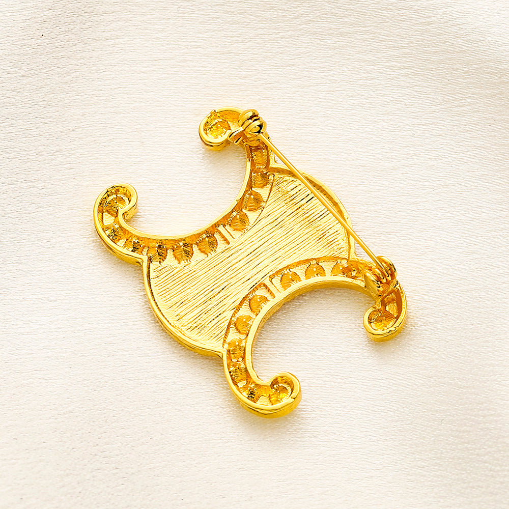 Alloy Steel Stone Outline Emblem Brooch