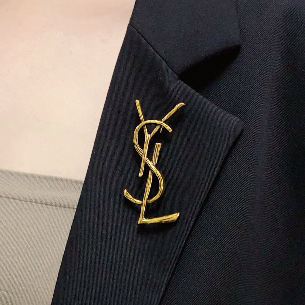 Textured Stacked Letter Brooch
