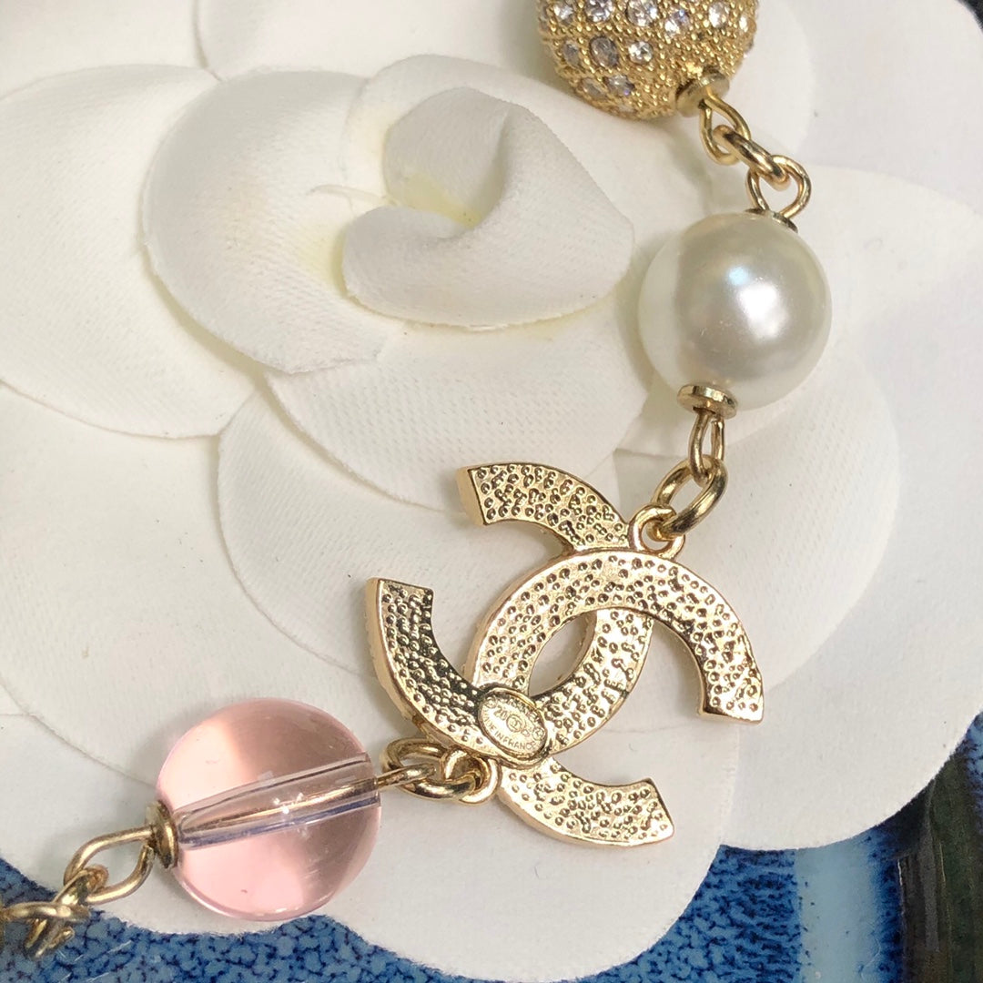 Pastel Stone Interlocking-C Link Necklace