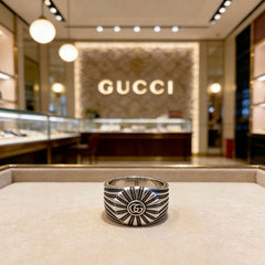 Sunburst Emblem Wide Band Ring