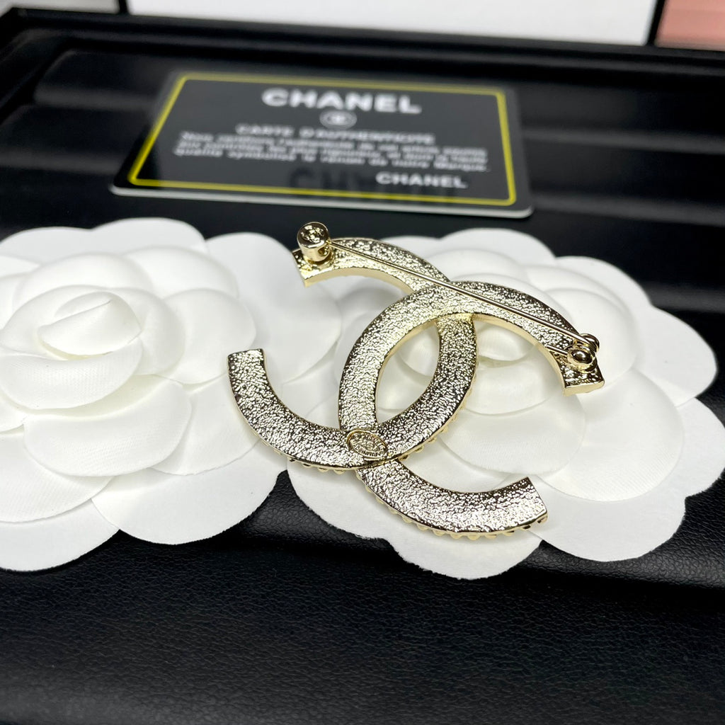 Pave Interlocking Emblem Brooch