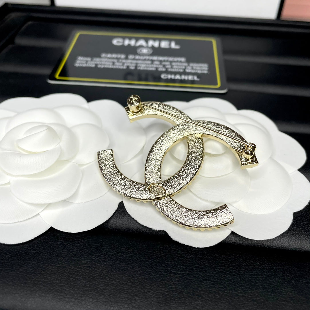 Pave Interlocking Emblem Brooch