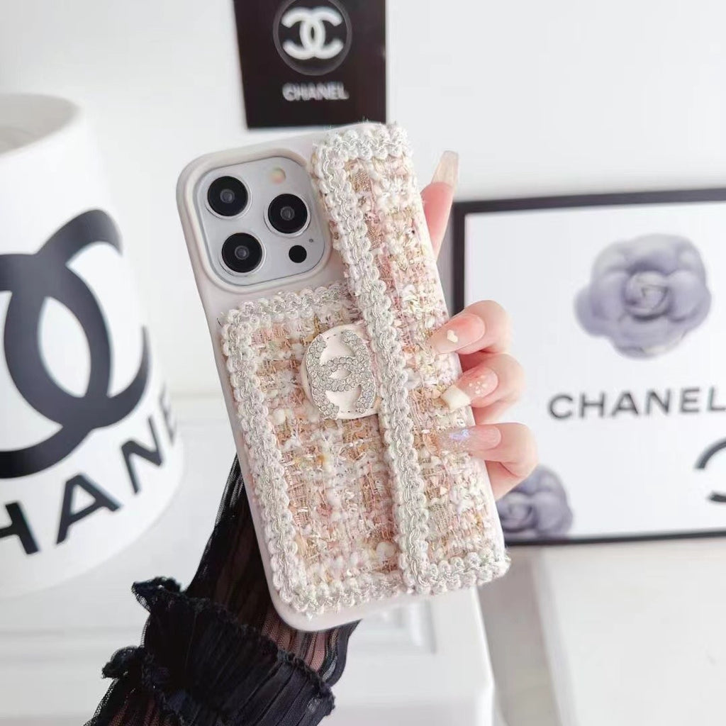 Textured Phone Case with Chain Hand Strap