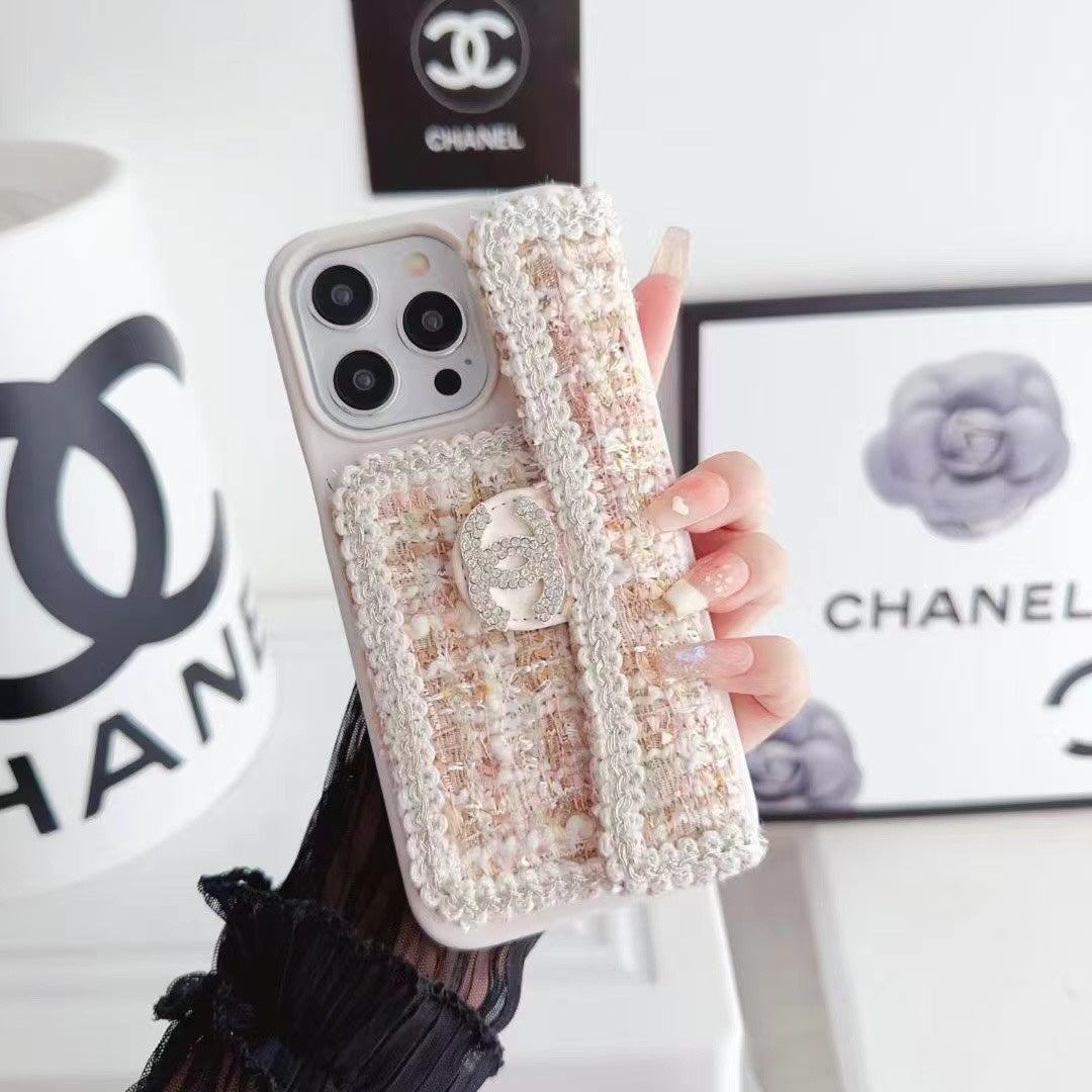 Textured Phone Case with Chain Hand Strap