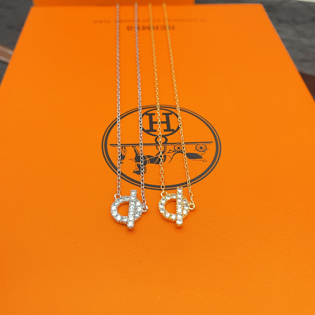 Pave Ring & Safety-Pin Pendant Necklace