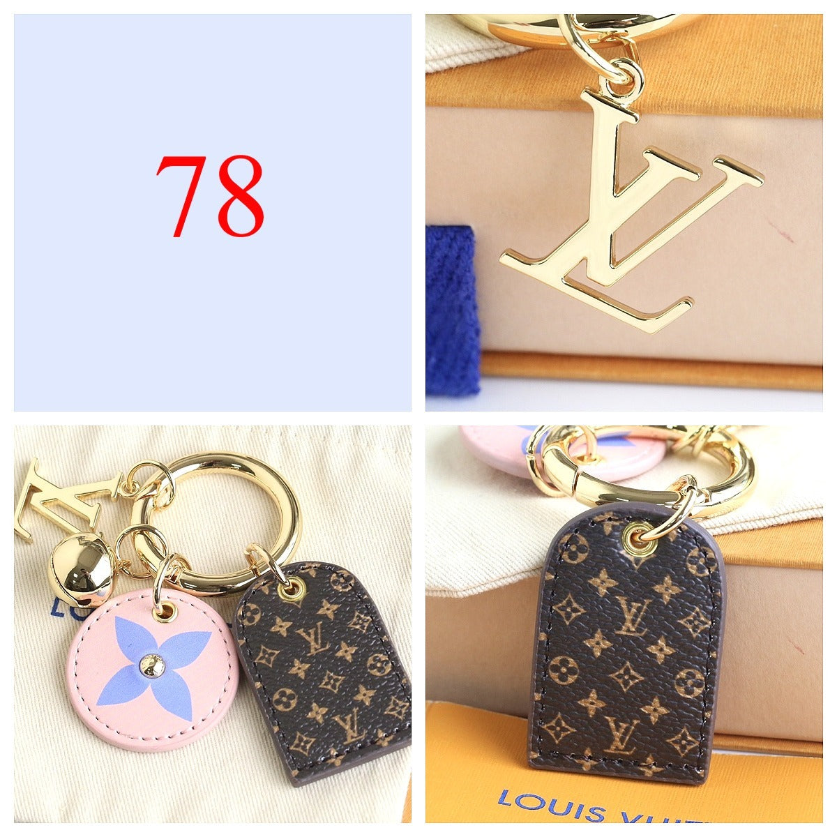 Floral & Letter Charm Keychain - Style Options