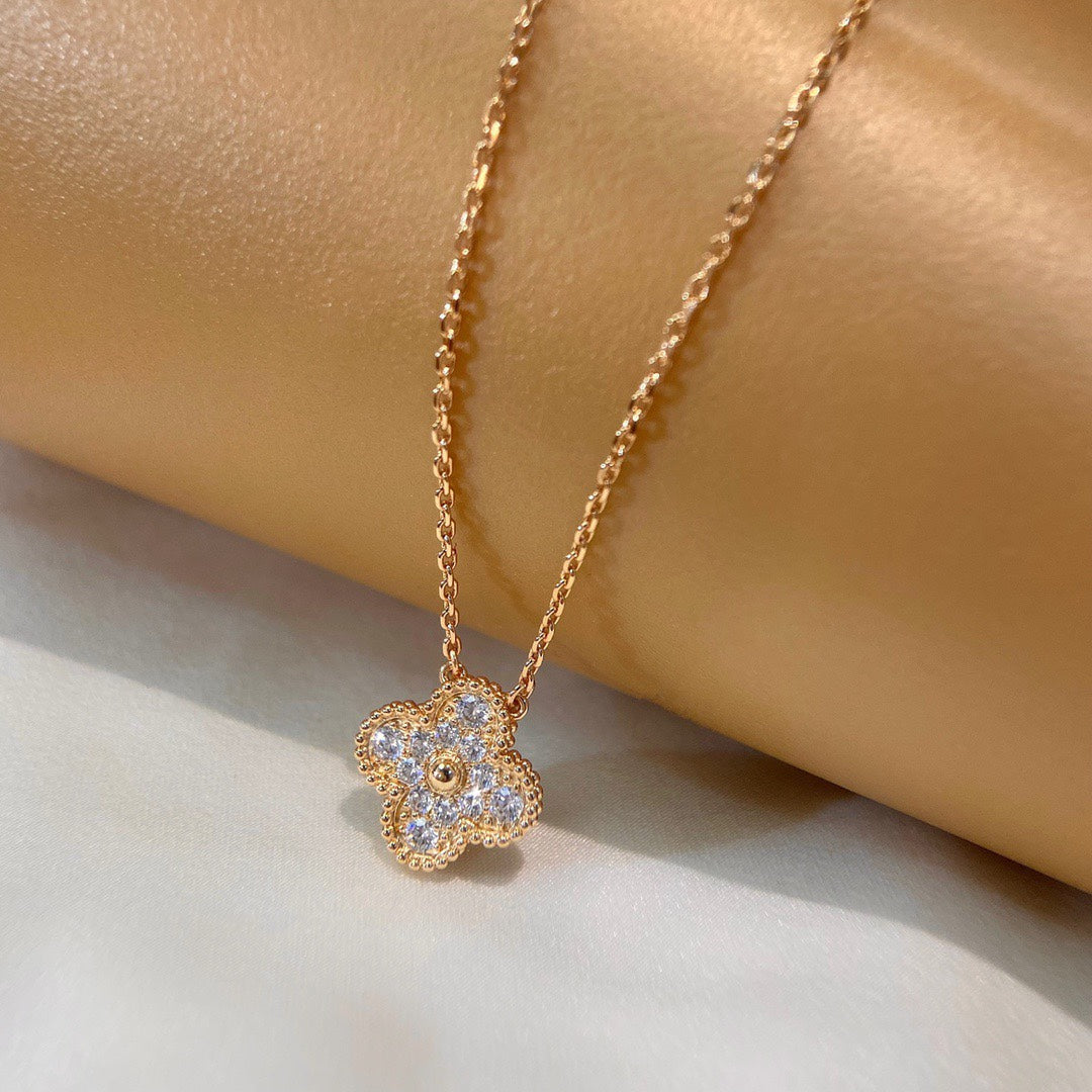 Pave Quatrefoil Pendant Necklace