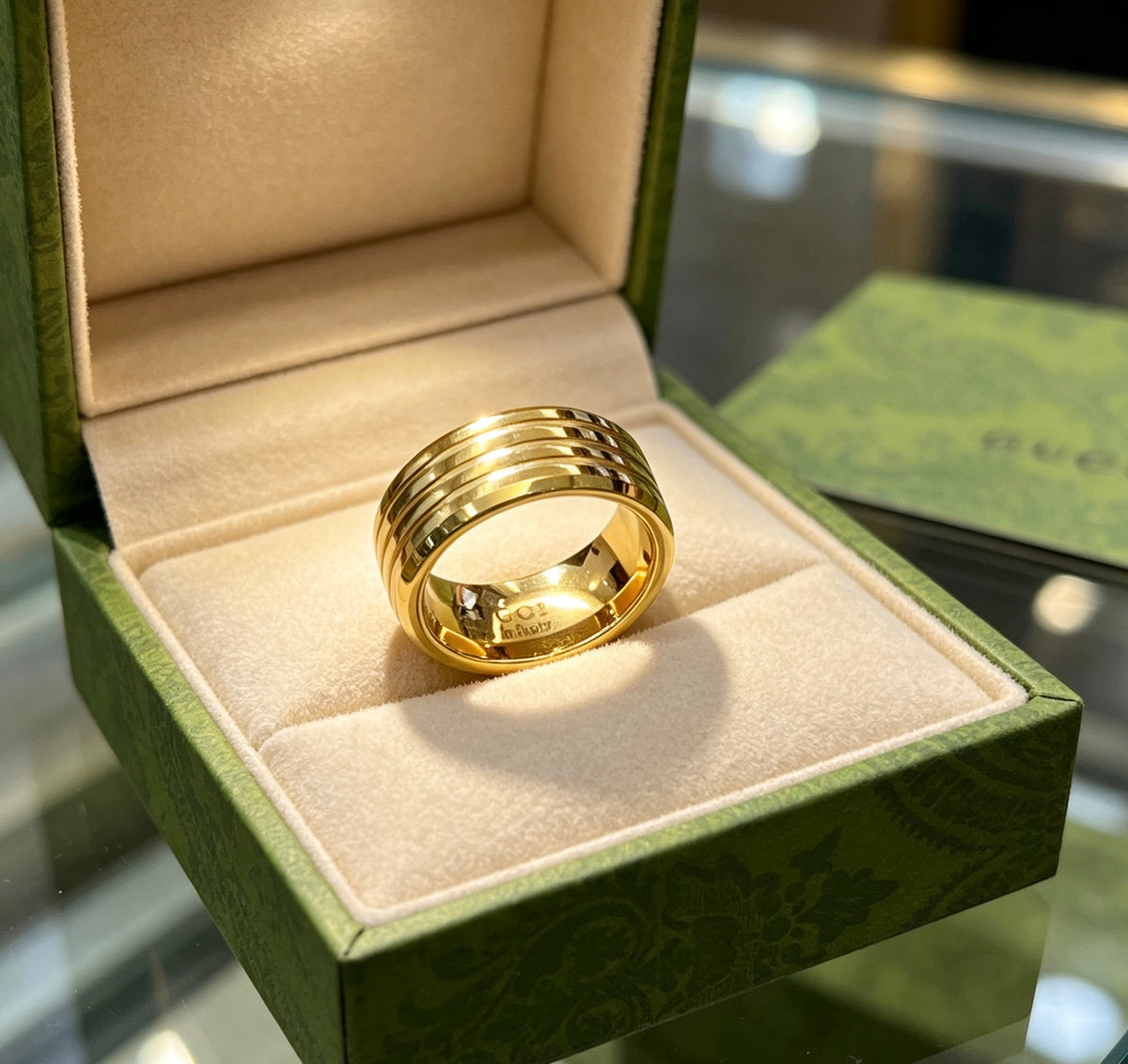 Triple-Groove Lettered Band Ring