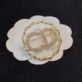 Twisted Round Frame Letter Brooch