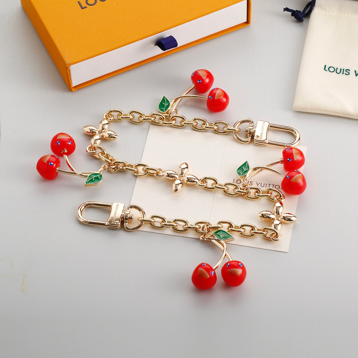 Cherry Charm Chain Bag Accessory