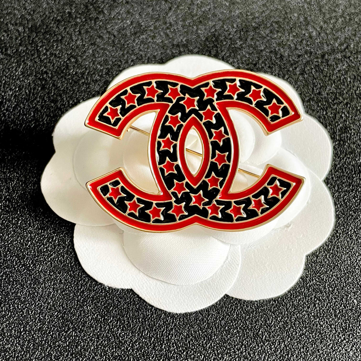 Red Outline Emblem Brooch