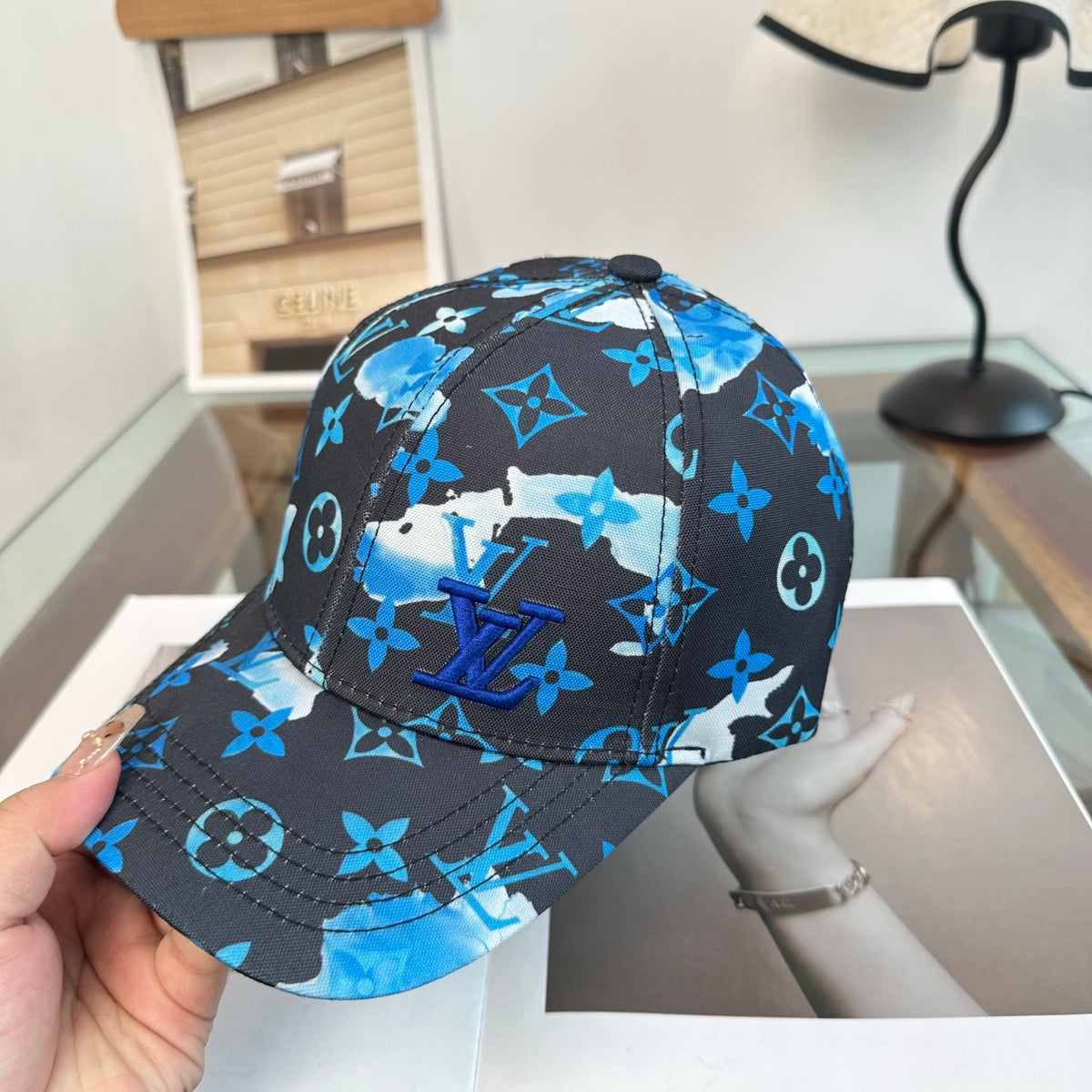 Blue Graphic Monogram Baseball Cap