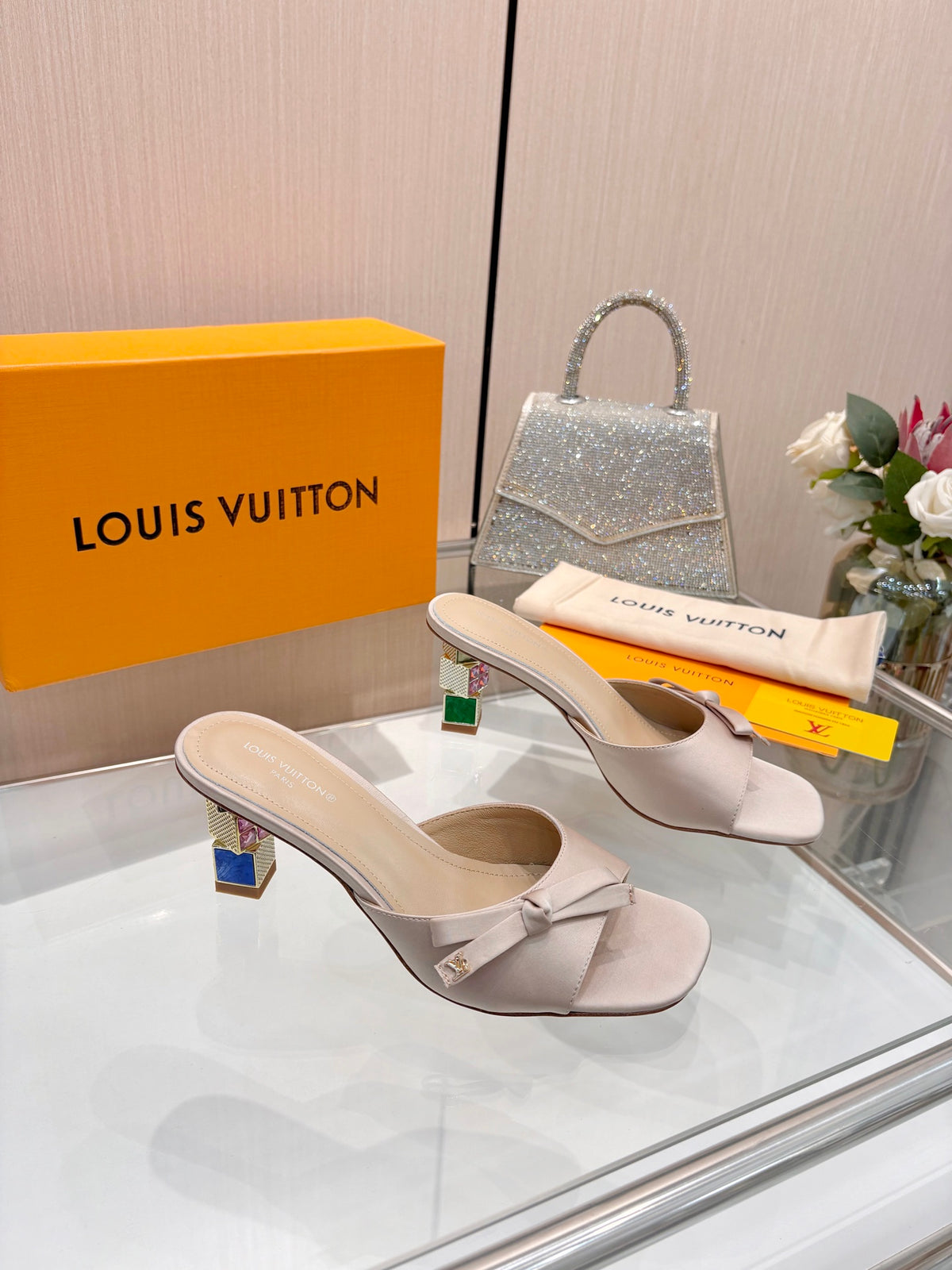 Padded Cross-Strap Heeled Mules
