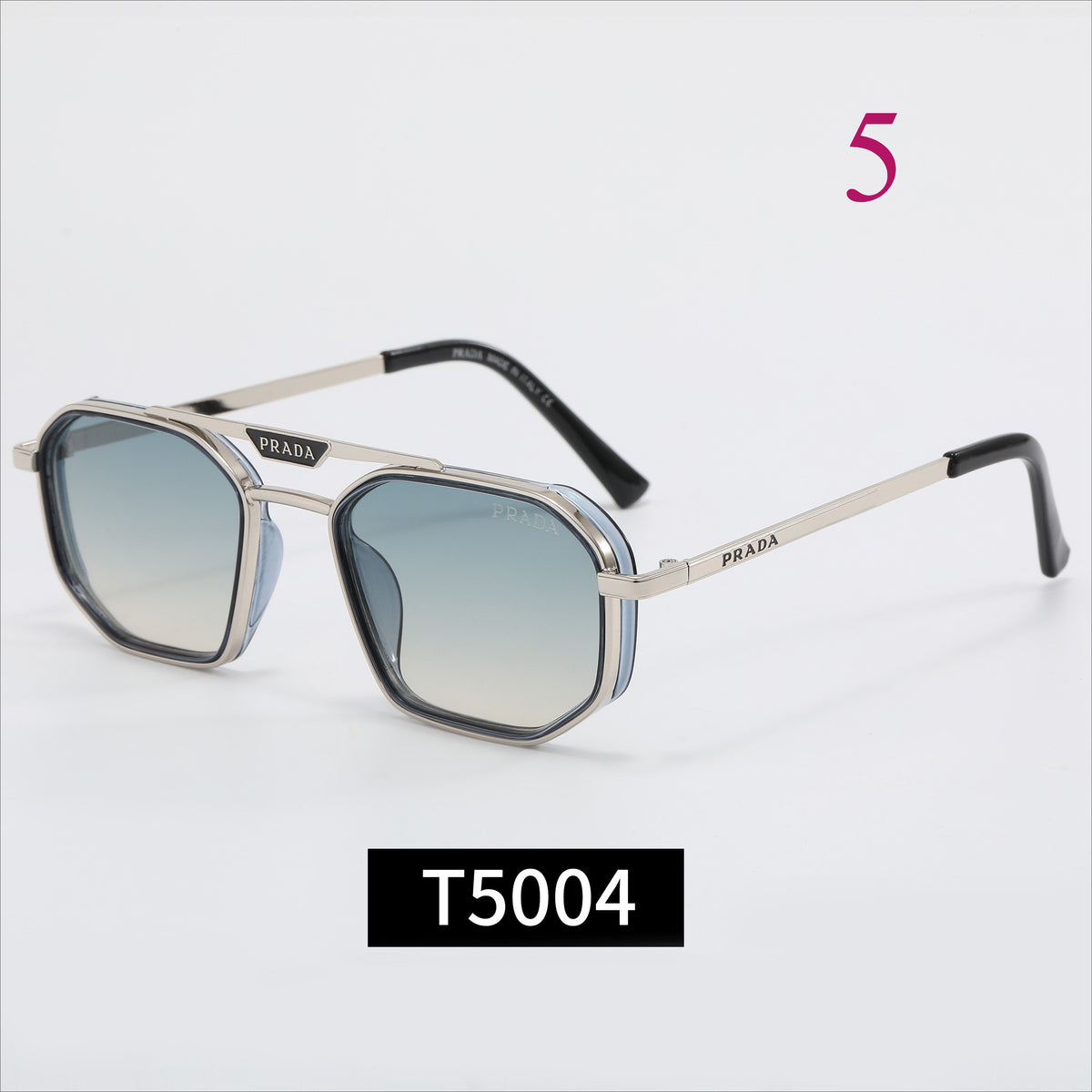 Rounded Square Sunglasses with Double Bridge