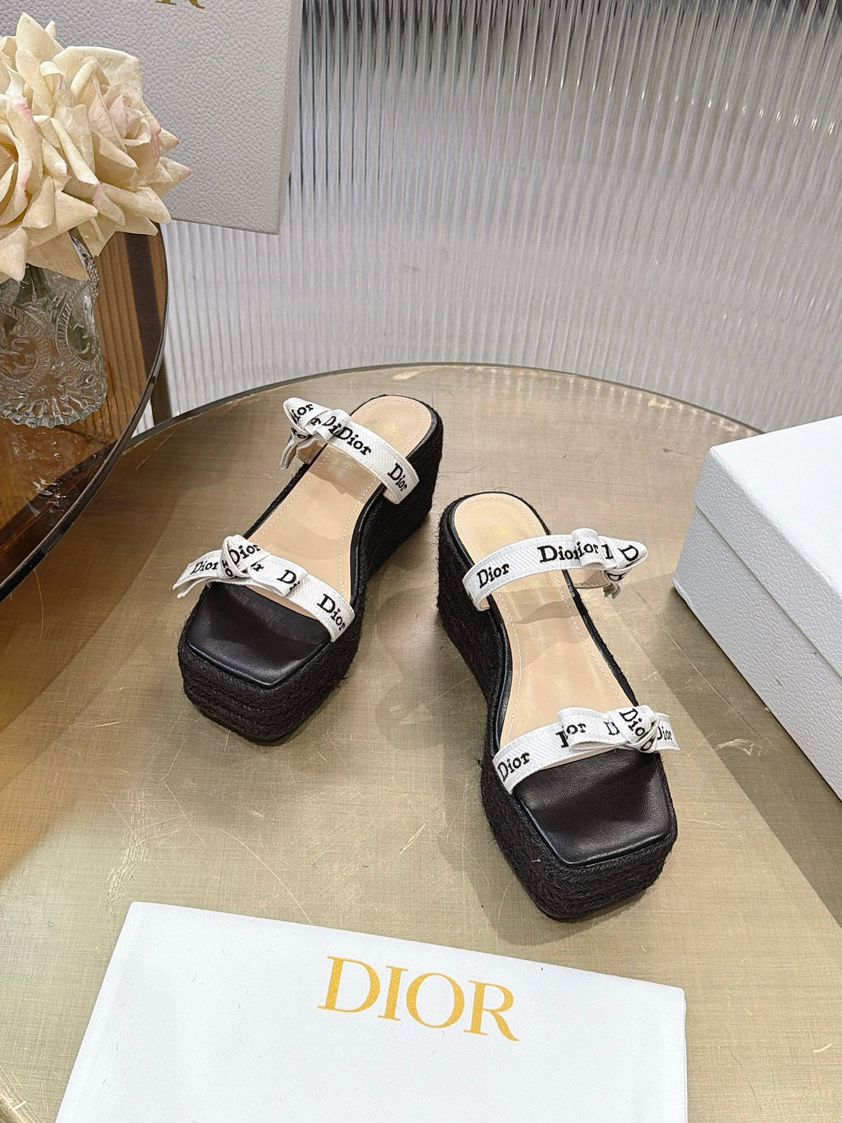 Lettered Strap Platform Sandals