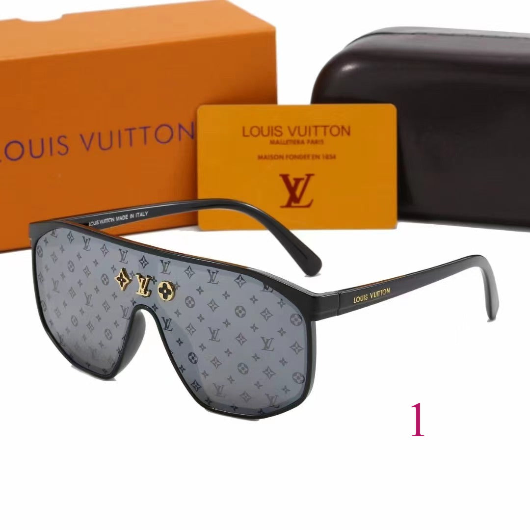 Flat-Top Monogram Shield Sunglasses with Wide Temples